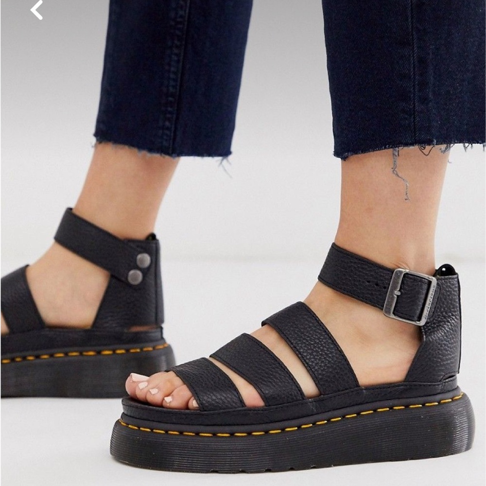 Dr martens docs Clarissa quad ii black leather sandals size 5 NWOB